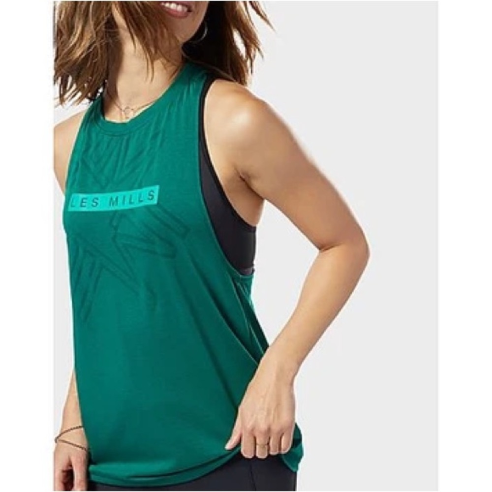 Reebok LES MILLS Women’s Green Racer Tank Top - size small